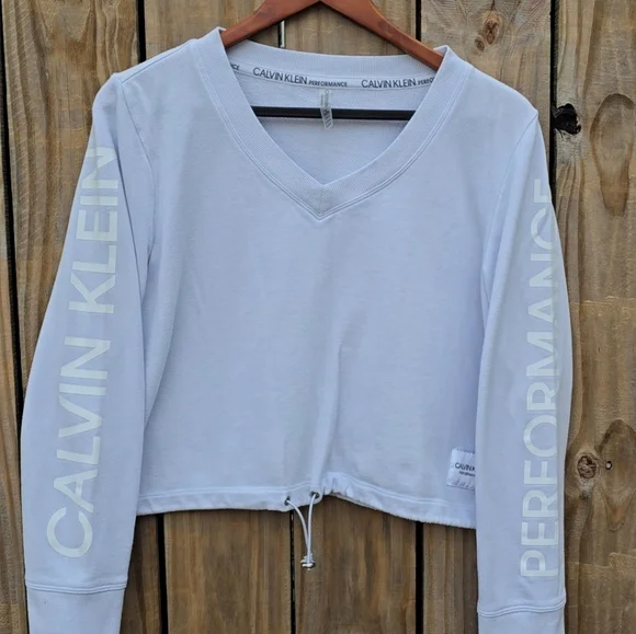 Calvin Klein Sky Blue V-Neck Sweatshirt - Picture 3 of 6